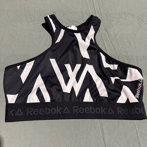 Reebok Black and White Women's Swim Top Size Large